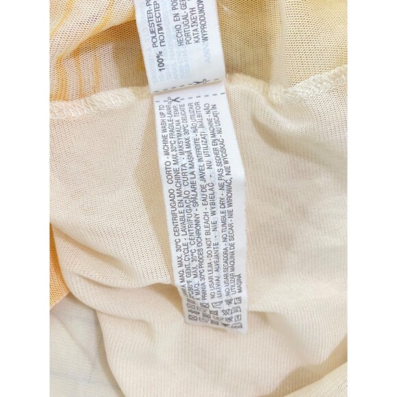Womens Large Shirt Zara Basics Col Yellow and White See Through Negative Print - Picture 13 of 14